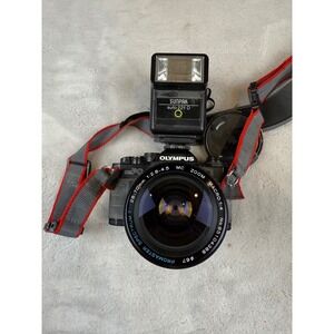 Olympus OM-PC 35mm SLR Camera Promaster 28-70mm Lens Sunpak Flash Winder 2